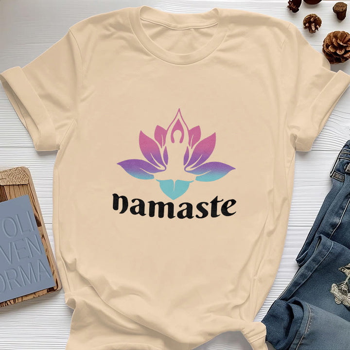 Olivenorma Namaste Lotus Mindful Cotton T-Shirt - Yellow - 2XL - image 8