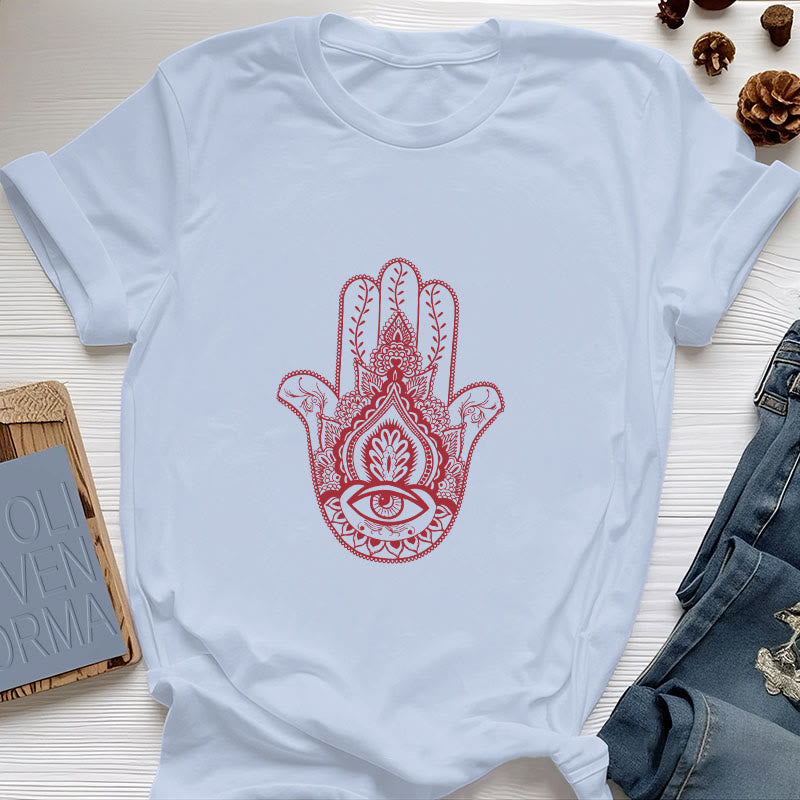 Olivenorma Soft Hamsa cotton T-Shirt - Blue - 2XL - image 10