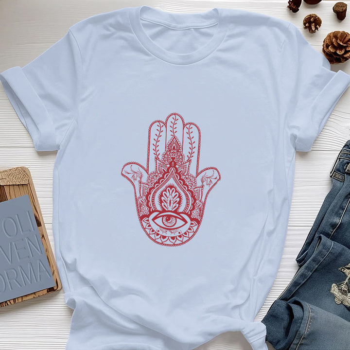 Olivenorma Soft Hamsa cotton T-Shirt - Blue - 2XL - image 10