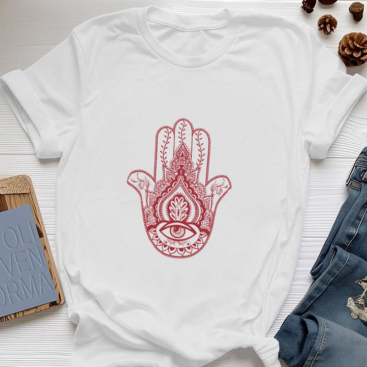 Olivenorma Soft Hamsa cotton T-Shirt - White - 2XL - image 0