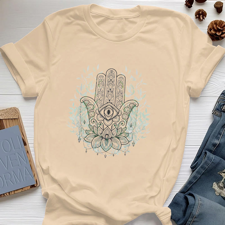 Olivenorma Hand of Fatima Hamsa Yoga Meditation T-Shirt - Yellow - 2XL - image 8