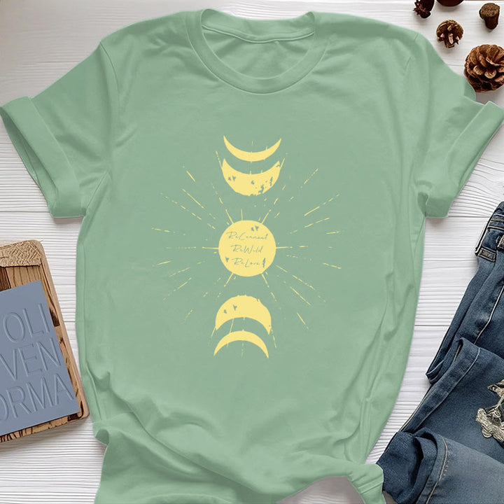 Olivenorma Moon Phases Yoga Cotton T-Shirt - Light Green - 2XL - image 12