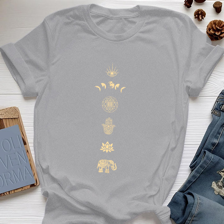 Olivenorma Chakras Spiritual Lotus Yoga T-Shirt - Gray - 2XL - image 2