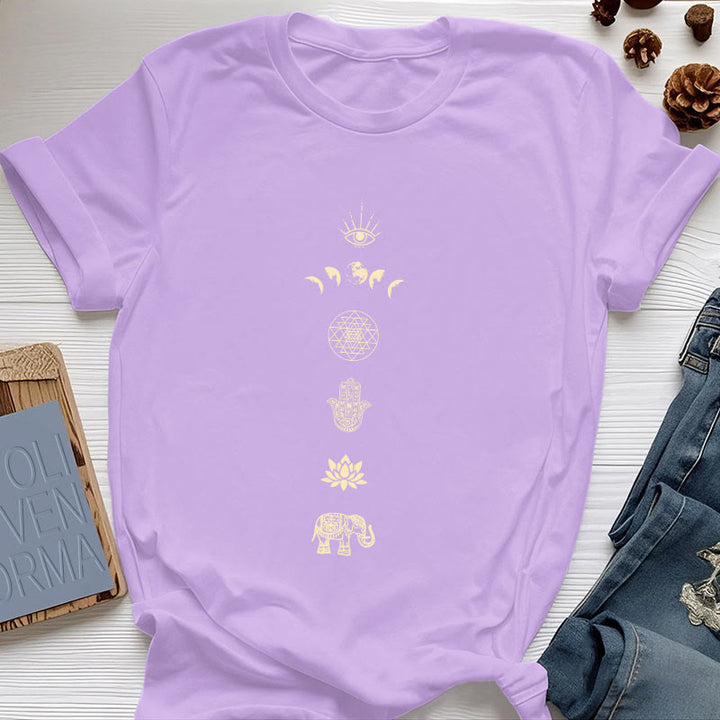 Olivenorma Chakras Spiritual Lotus Yoga T-Shirt - Purple - 2XL - image 6