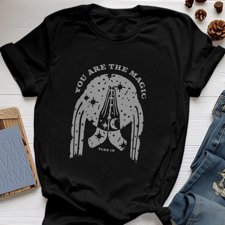 Olivenorma "Tune in You Are The Mageic" Yoga Boxy T-Shirt - Black - 2XL - image 2