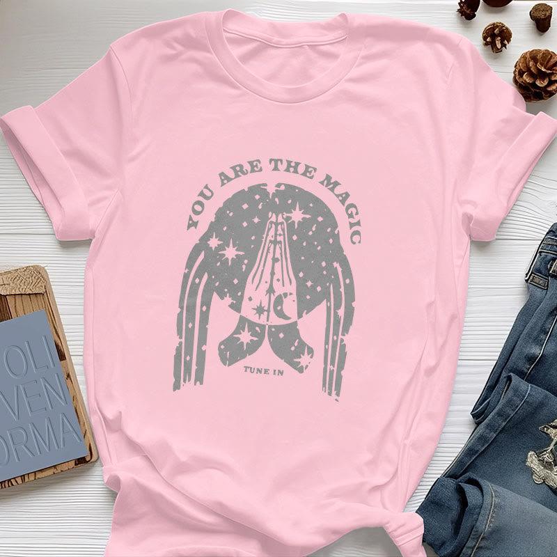 Olivenorma "Tune in You Are The Mageic" Yoga Boxy T-Shirt - Pink - 2XL - image 11