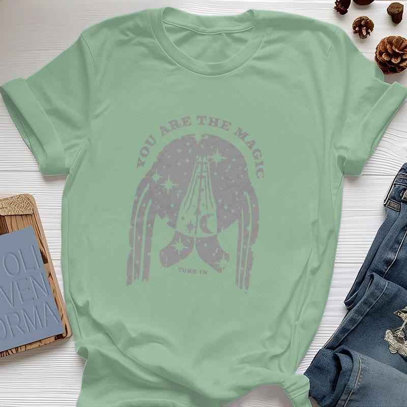 Olivenorma "Tune in You Are The Mageic" Yoga Boxy T-Shirt - Light Green - 2XL - image 15