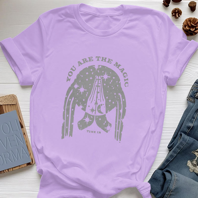Olivenorma "Tune in You Are The Mageic" Yoga Boxy T-Shirt - Purple - 2XL - image 13