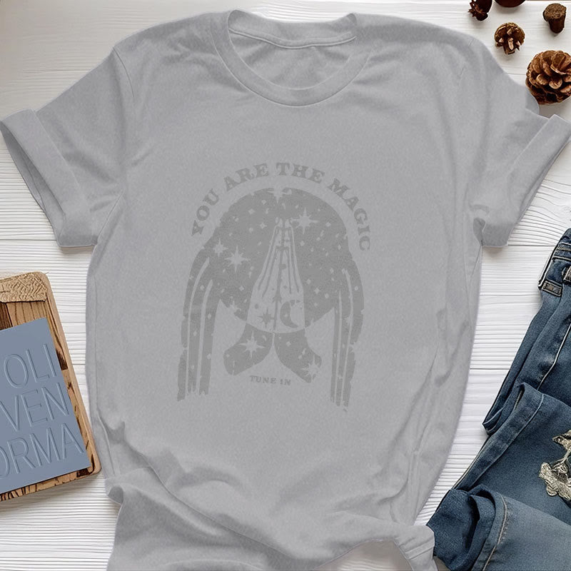 Olivenorma "Tune in You Are The Mageic" Yoga Boxy T-Shirt - Gray - 2XL - image 4
