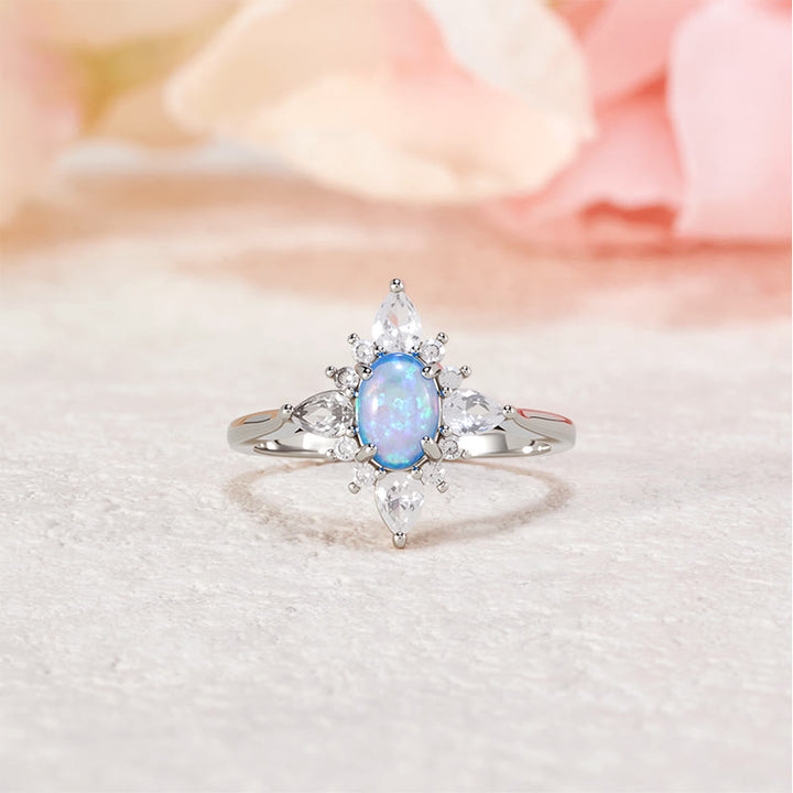 Olivenorma "Uniquely Yours" Radiant Opal Star Ring - Blue Opal - Silver - US 10 - image 1