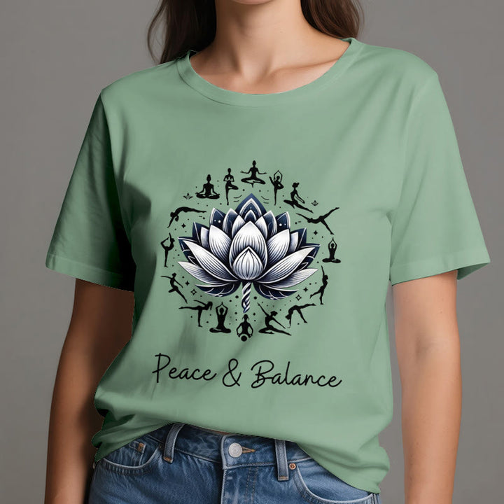 Olivenorma "PEACE & BALANCE" Lotus Yoga Tee Cotton T-Shirt - image 18
