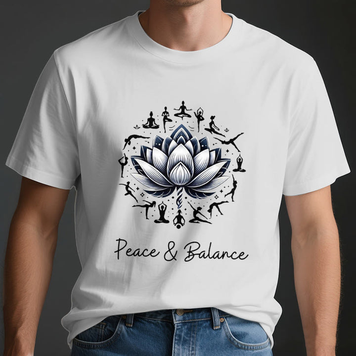 Olivenorma "PEACE & BALANCE" Lotus Yoga Tee Cotton T-Shirt - image 3