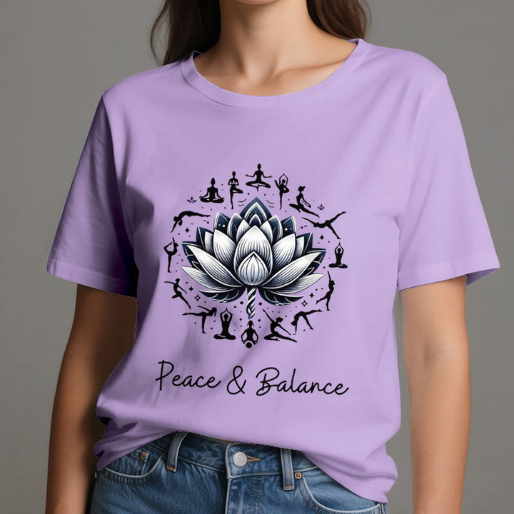Olivenorma "PEACE & BALANCE" Lotus Yoga Tee Cotton T-Shirt - image 16