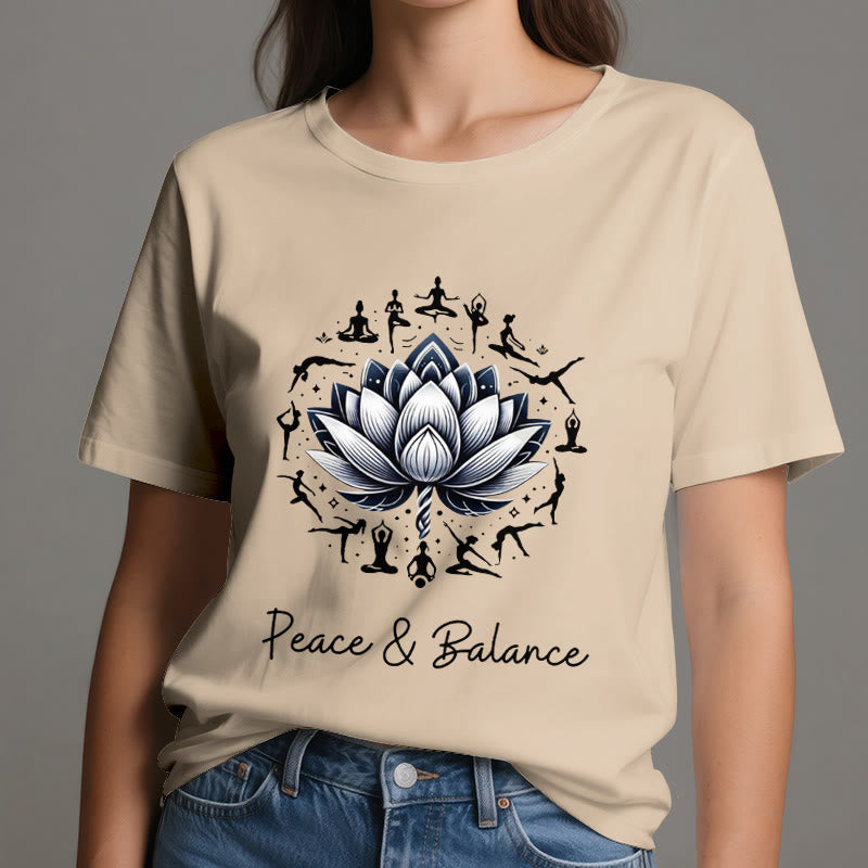 Olivenorma "PEACE & BALANCE" Lotus Yoga Tee Cotton T-Shirt - image 10