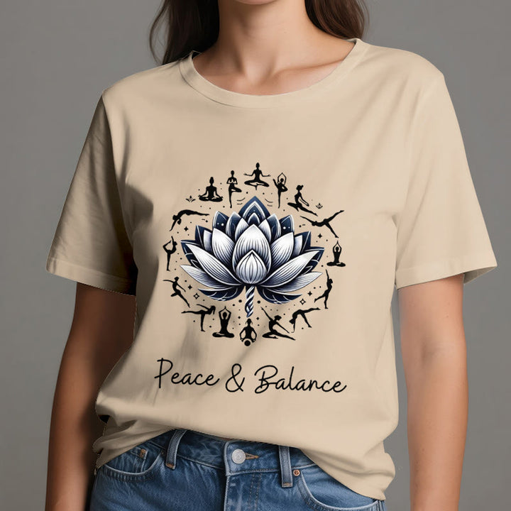 Olivenorma "PEACE & BALANCE" Lotus Yoga Tee Cotton T-Shirt - image 10