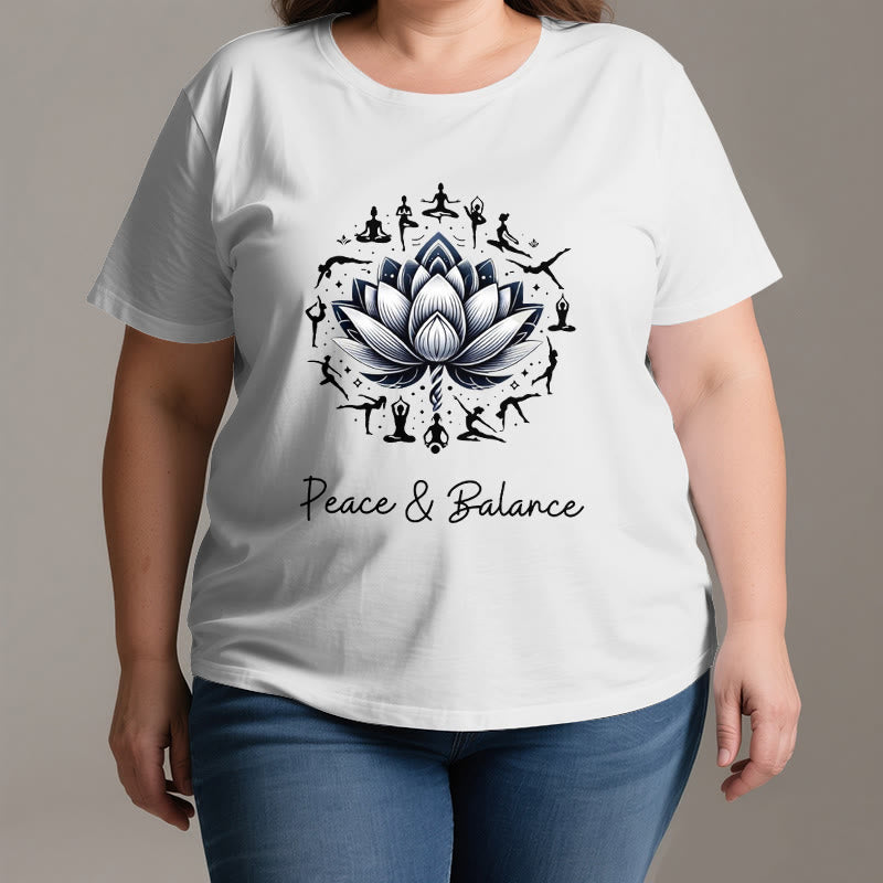 Olivenorma "PEACE & BALANCE" Lotus Yoga Tee Cotton T-Shirt - image 2
