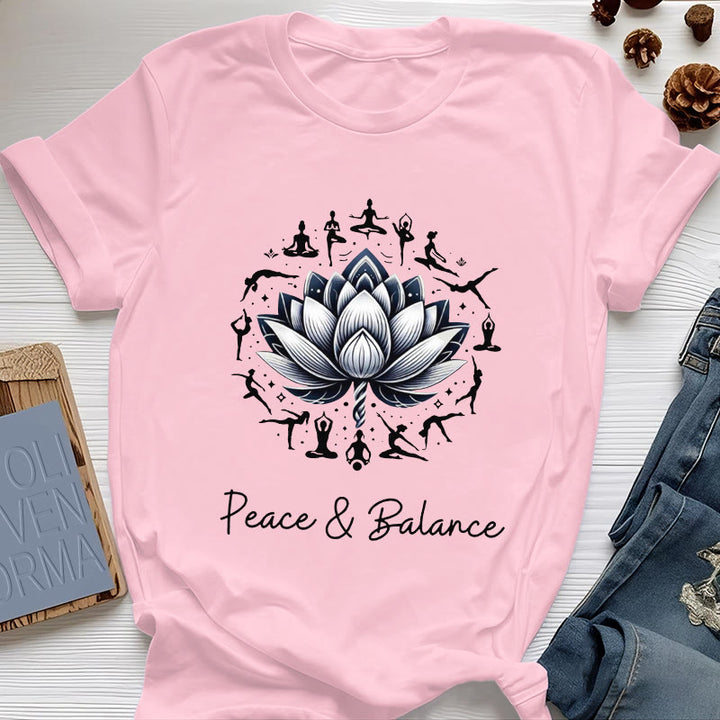 Olivenorma "PEACE & BALANCE" Lotus Yoga Tee Cotton T-Shirt - Pink - 2XL - image 13