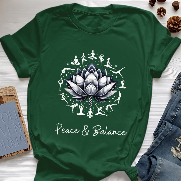 Olivenorma "PEACE & BALANCE" Lotus Yoga Tee Cotton T-Shirt - Dark Green - 2XL - image 19