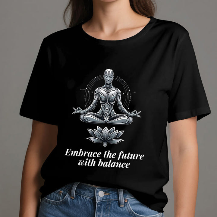 Olivenorma "EMBRACE THE FUTURE WITH BALANCE" Lotus Spiritual T-Shirt - image 6
