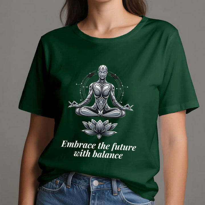 Olivenorma "EMBRACE THE FUTURE WITH BALANCE" Lotus Spiritual T-Shirt - image 20