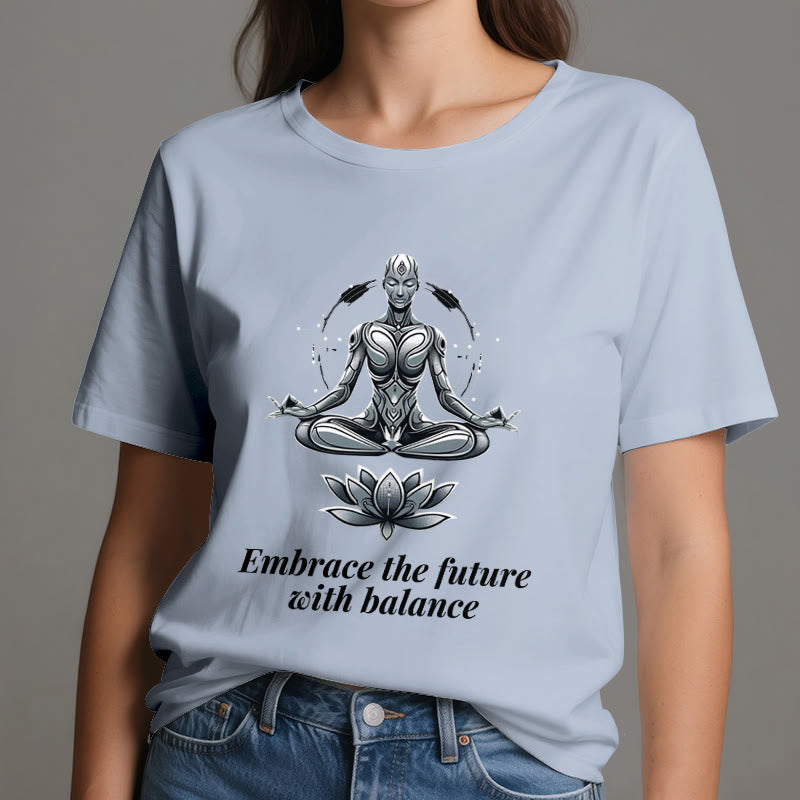 Olivenorma "EMBRACE THE FUTURE WITH BALANCE" Lotus Spiritual T-Shirt - image 12