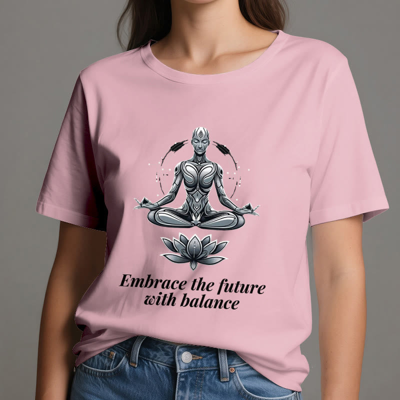 Olivenorma "EMBRACE THE FUTURE WITH BALANCE" Lotus Spiritual T-Shirt - image 14