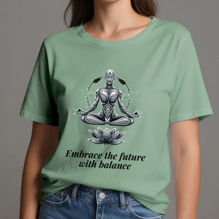 Olivenorma "EMBRACE THE FUTURE WITH BALANCE" Lotus Spiritual T-Shirt - image 18