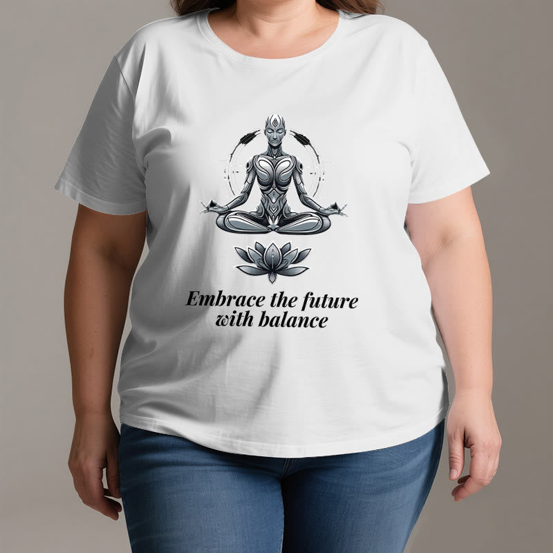 Olivenorma "EMBRACE THE FUTURE WITH BALANCE" Lotus Spiritual T-Shirt - image 2