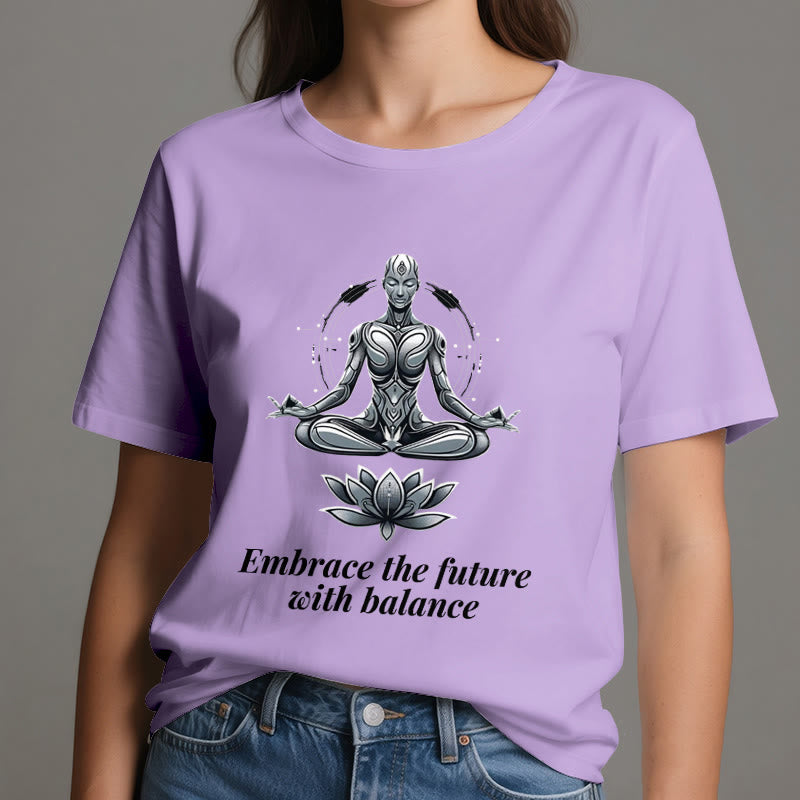Olivenorma "EMBRACE THE FUTURE WITH BALANCE" Lotus Spiritual T-Shirt - image 16