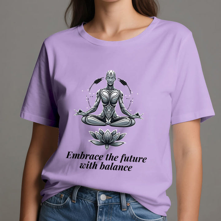 Olivenorma "EMBRACE THE FUTURE WITH BALANCE" Lotus Spiritual T-Shirt - image 16