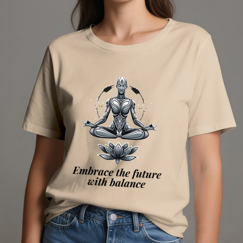 Olivenorma "EMBRACE THE FUTURE WITH BALANCE" Lotus Spiritual T-Shirt - image 10