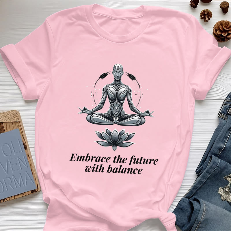 Olivenorma "EMBRACE THE FUTURE WITH BALANCE" Lotus Spiritual T-Shirt - Pink - 2XL - image 13