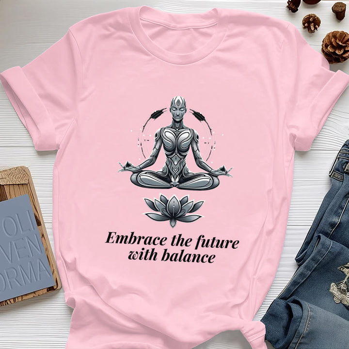 Olivenorma "EMBRACE THE FUTURE WITH BALANCE" Lotus Spiritual T-Shirt - Pink - 2XL - image 13