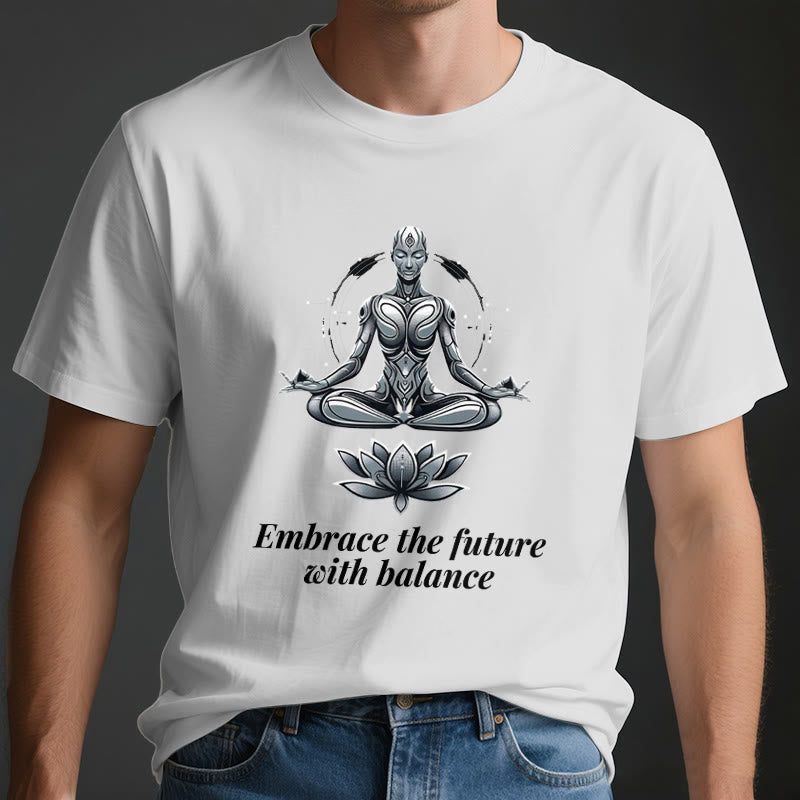 Olivenorma "EMBRACE THE FUTURE WITH BALANCE" Lotus Spiritual T-Shirt - image 3