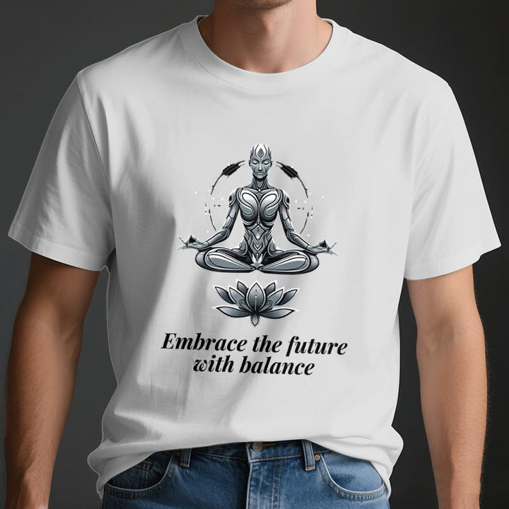Olivenorma "EMBRACE THE FUTURE WITH BALANCE" Lotus Spiritual T-Shirt - image 3