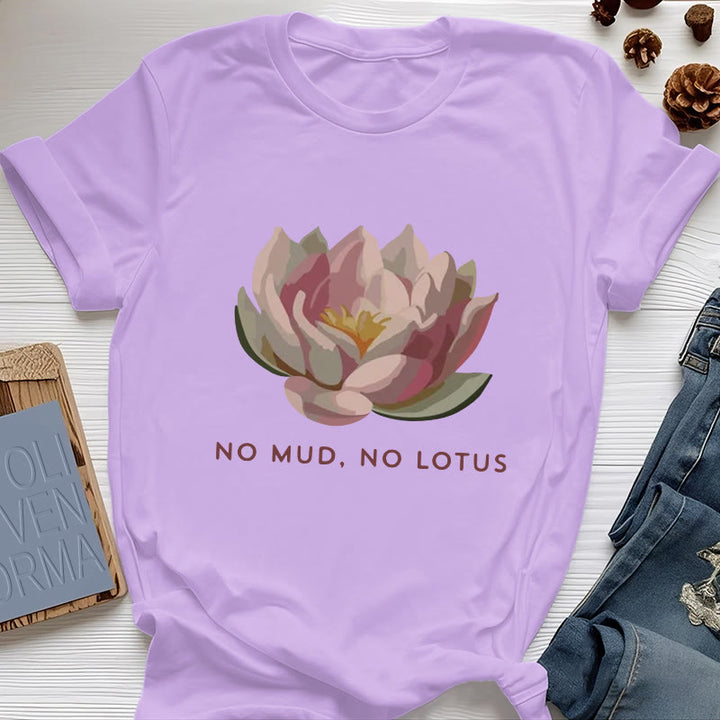 Olivenorma "NO MUD, NO LOTUS" Cotton Yoga Tee T-Shirt - Purple - 2XL - image 15