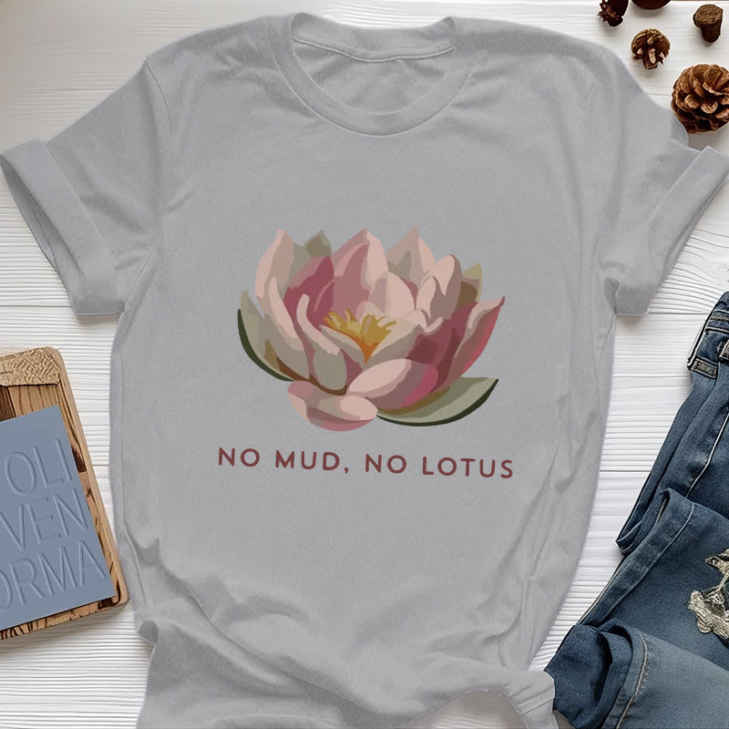 Olivenorma "NO MUD, NO LOTUS" Cotton Yoga Tee T-Shirt - Gray - 2XL - image 7
