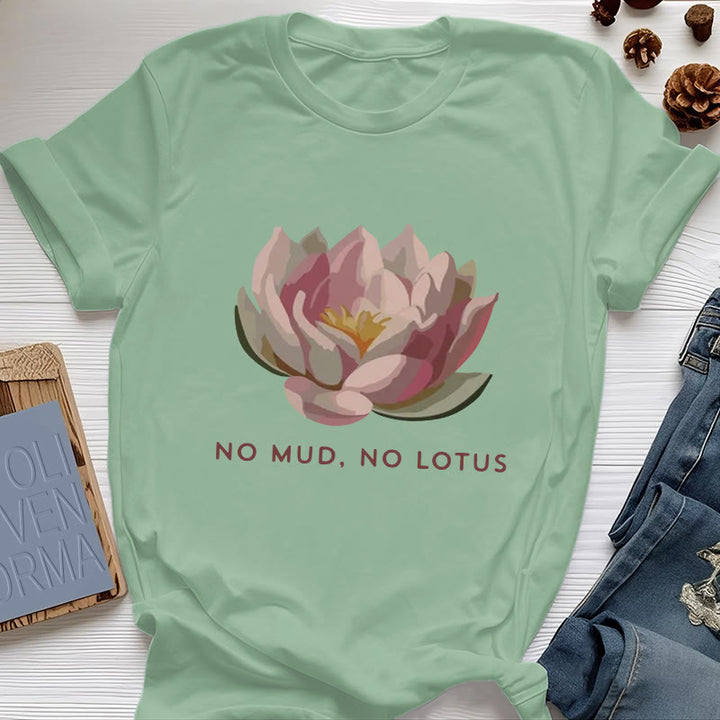 Olivenorma "NO MUD, NO LOTUS" Cotton Yoga Tee T-Shirt - Light Green - 2XL - image 17