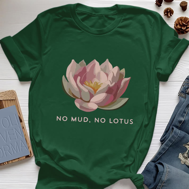 Olivenorma "NO MUD, NO LOTUS" Cotton Yoga Tee T-Shirt - Dark Green - 2XL - image 19