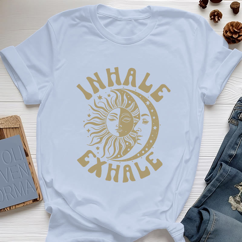 Olivenorma "INHALE EXHALE" Sun & Moon Spititual Tee T-Shirt - Blue - 2XL - image 13