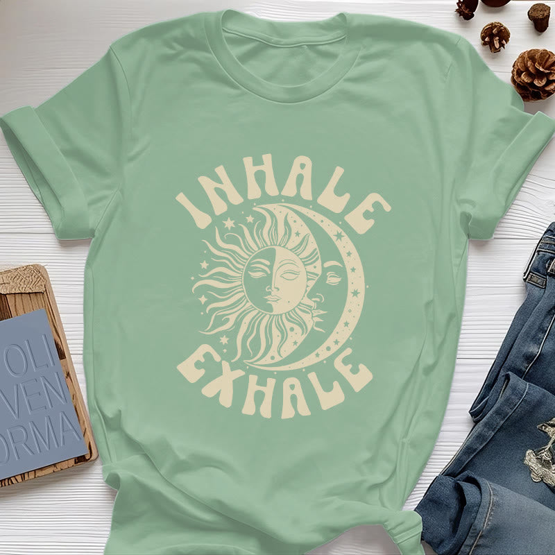 Olivenorma "INHALE EXHALE" Sun & Moon Spititual Tee T-Shirt - Light Green - 2XL - image 17