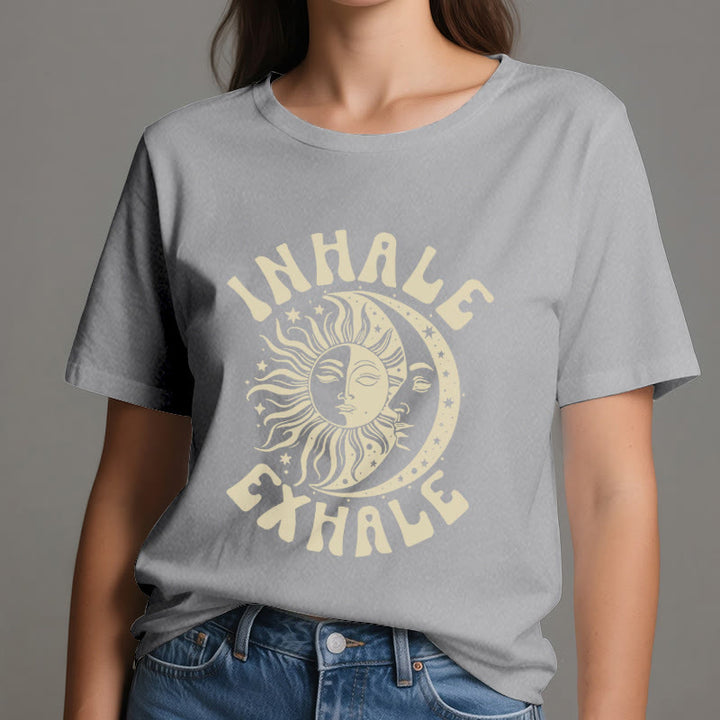 Olivenorma "INHALE EXHALE" Sun & Moon Spititual Tee T-Shirt - image 1
