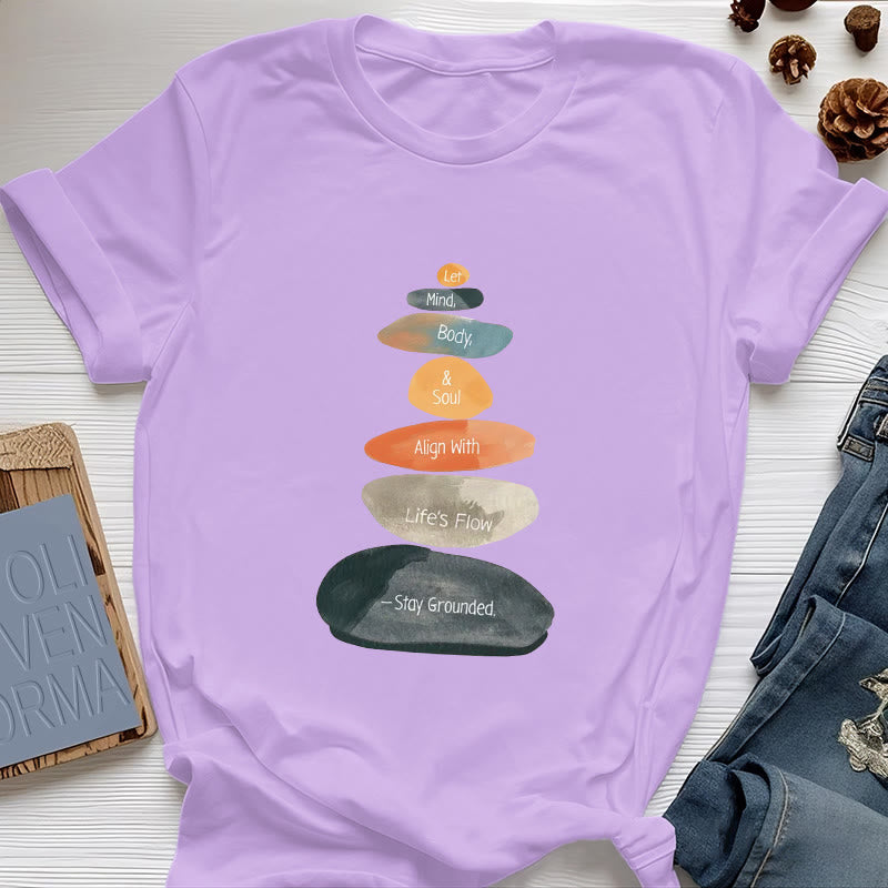 Olivenorma "Stay Grounded" Lightweight Cotton Spiritual T-Shirt - Purple - 2XL - image 15
