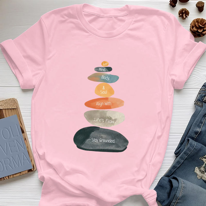 Olivenorma "Stay Grounded" Lightweight Cotton Spiritual T-Shirt - Pink - 2XL - image 13
