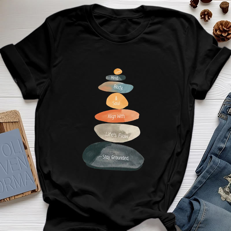 Olivenorma "Stay Grounded" Lightweight Cotton Spiritual T-Shirt - Black - 2XL - image 5