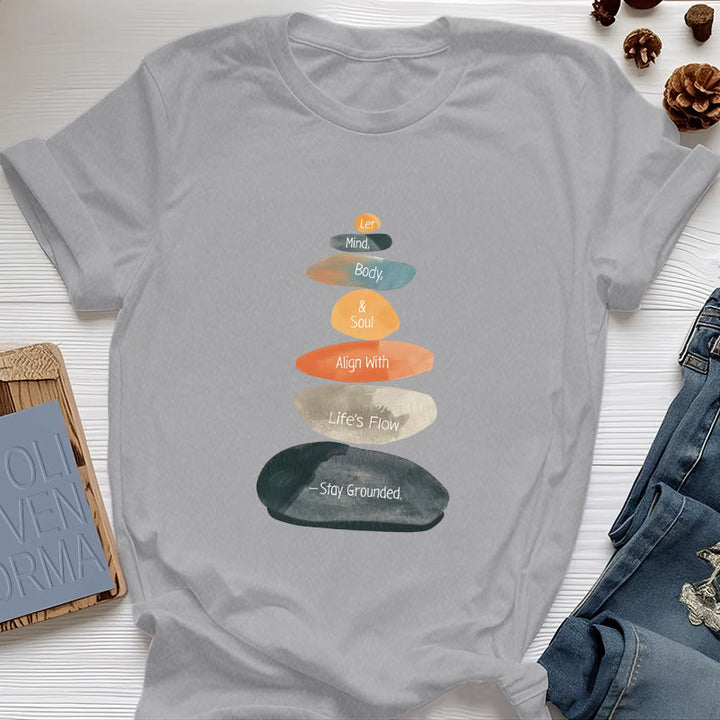 Olivenorma "Stay Grounded" Lightweight Cotton Spiritual T-Shirt - Gray - 2XL - image 7