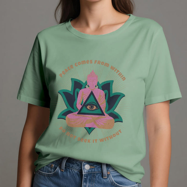 Olivenorma "PEACE COME FROM WITHIN" Buddha Lotus Spiritual T-Shirt - image 18