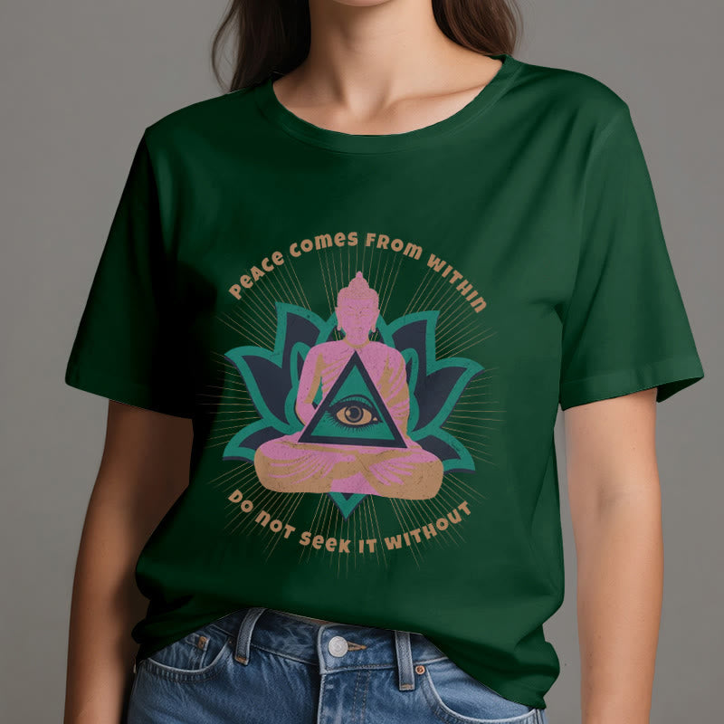 Olivenorma "PEACE COME FROM WITHIN" Buddha Lotus Spiritual T-Shirt - image 20