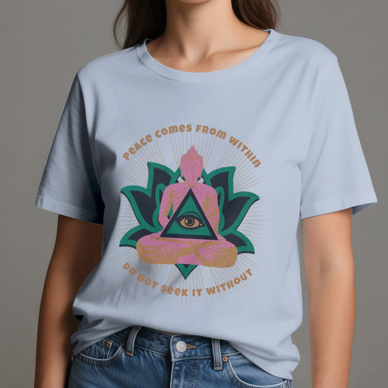 Olivenorma "PEACE COME FROM WITHIN" Buddha Lotus Spiritual T-Shirt - image 12