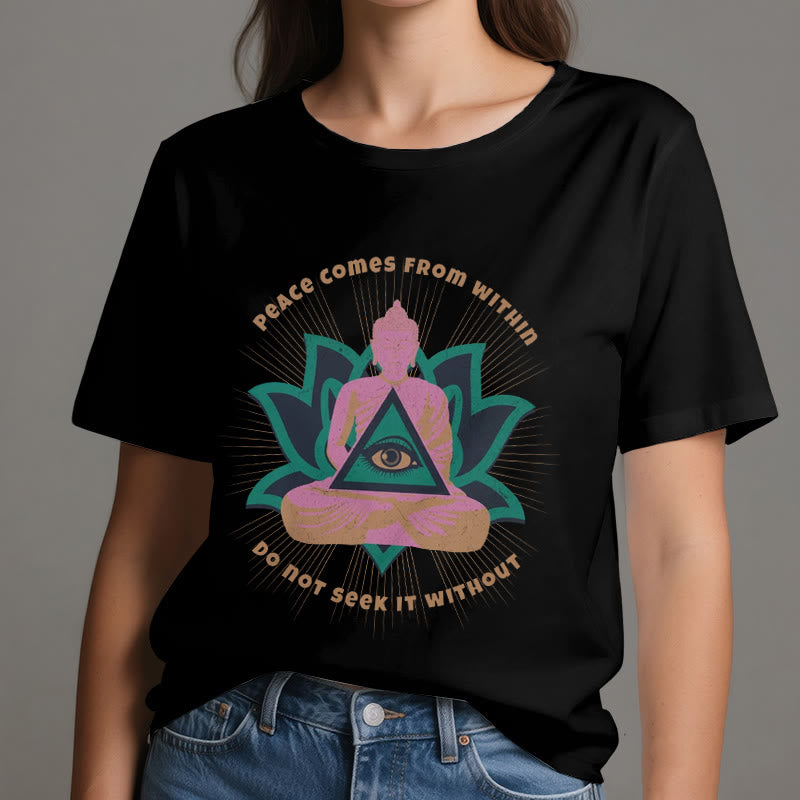 Olivenorma "PEACE COME FROM WITHIN" Buddha Lotus Spiritual T-Shirt - image 8
